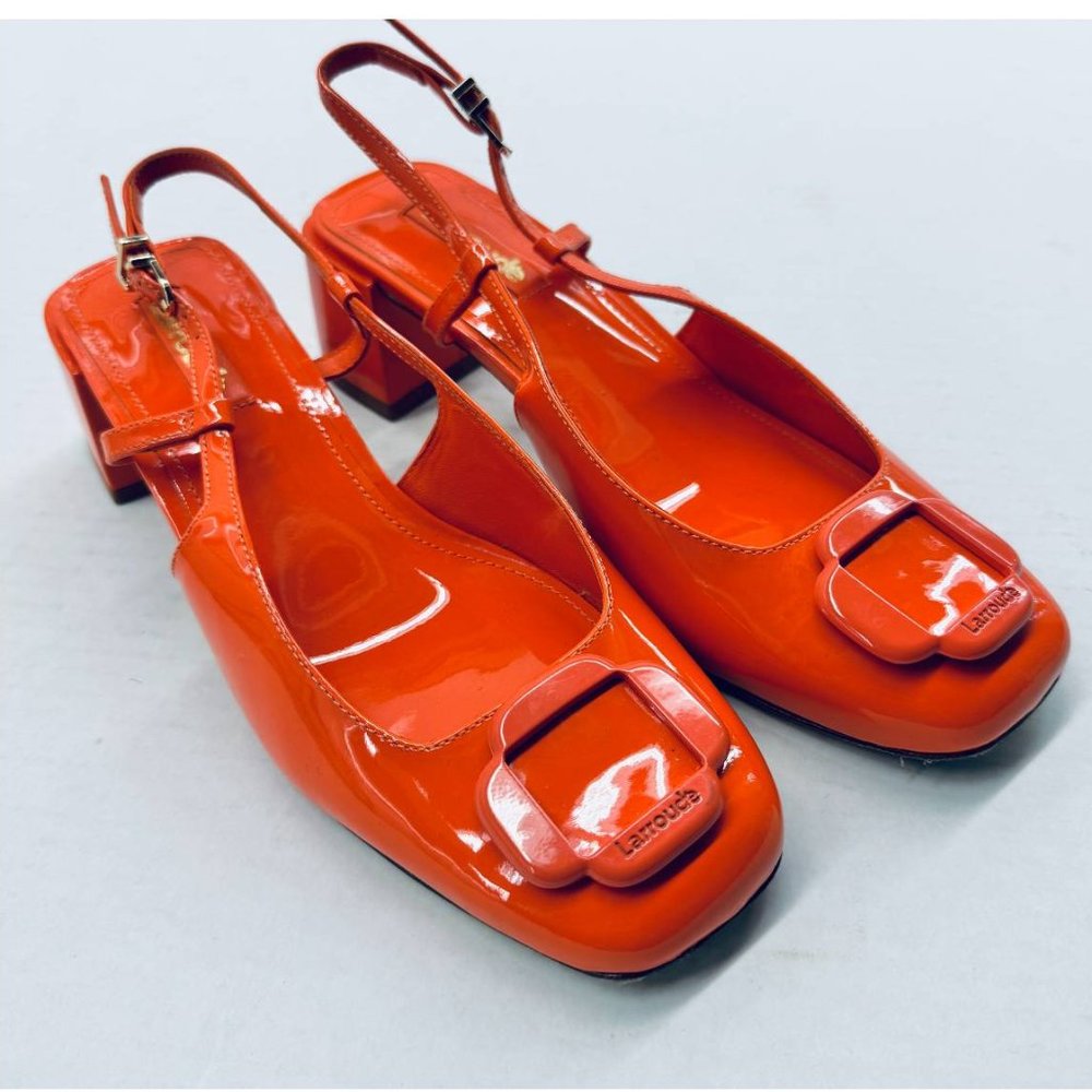 Larroude Maria Block Pump In Orange Size 6.5